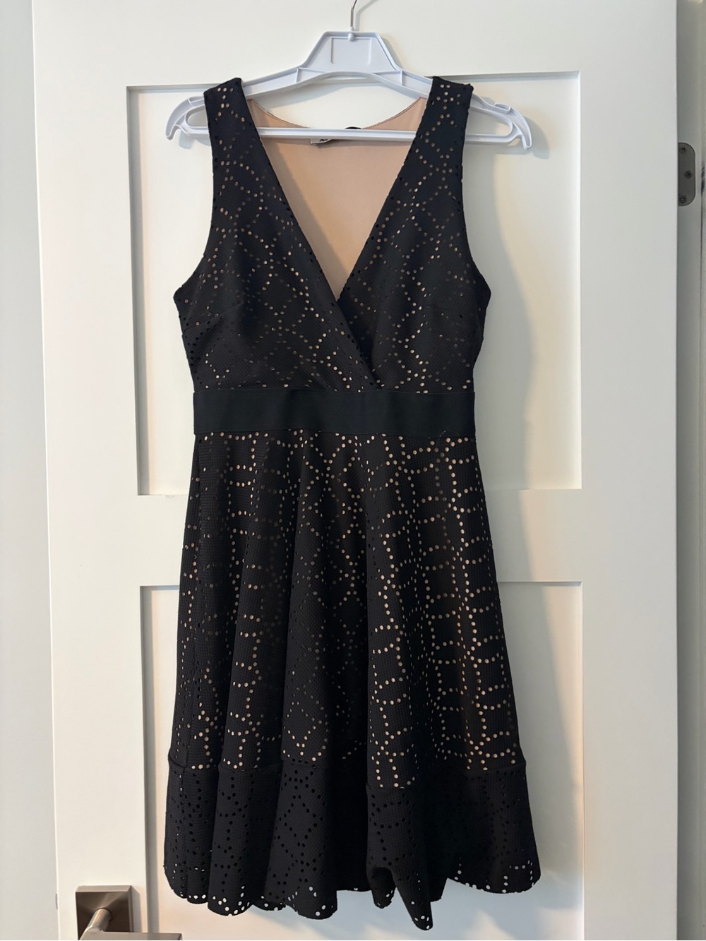 Mystic Black Eyelet V-Neck Mini Dress